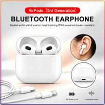 Immersive Spatial Audio Bluetooth Earbuds AirPods 3 Generation Finger Touch Operation Fast Auto Pairing Noise Isolation Clear Call balta