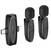 Hoco L15 belaidis atlapo mikrofonas Lightning / USB-C, 2 vnt., juodas