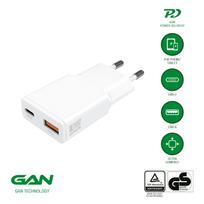 Tinklo įkroviklis PDPlug Duos Slim 30W GaN 1C+1A baltas