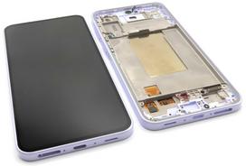 Ekranas Samsung A376 A37 5G su lietimui jautriu stikliuku ir rėmeliu Lavender originalus (service pack)