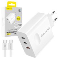 Blavec sieninis įkroviklis BC-11 GaN - USB + 2xType C - QC PD 65W 3A su Type C į Type C laidu (TCBC11G-U2CW653A) baltas
