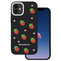 Braškių dėklas, skirtas iPhone 11, juodas