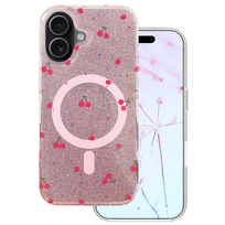 Cherry Mag dėklas skirtas iPhone 16 6,1" su blizgučiais