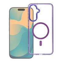 Dėklas Samsung A37 Frame Clear Hybrid Mag Cover, suderinamas su MagSafe, violetinis
