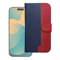 Atverčiamas dėklas iPhone 17 PRO MAX / 18 PRO MAX Split Book tamsiai mėlynas ir raudonas