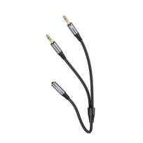 Laidas AUX 2in1 Jack 3,5 mm (motininė) į 2 x Jack 3,5 mm (tėvinė) Hoco 0,25 m UPA21 metalinis pilkas