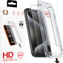 Tel Protect Dust-Free Easy Fit Full Glue 6D grūdintas stiklas skirtas Iphone 15 Pro Max juodas