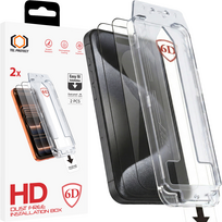 Tel Protect Dust-Free Easy Fit Full Glue 6D grūdintas stiklas skirtas Iphone 15 Pro Max juodas - 2 vnt.