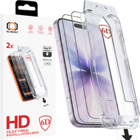 Tel Protect Dust-Free Easy Fit Full Glue 6D grūdintas stiklas skirtas Iphone 16 Pro/17 juodas - 2 vnt.