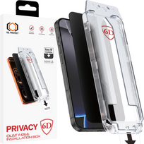 Tel Protect Dust-Free Easy Fit Privacy Full Glue 6D grūdintas stiklas skirtas Iphone 15 Pro Max juodas