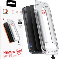 Tel Protect Dust-Free Easy Fit Privacy Full Glue 6D grūdintas stiklas skirtas Iphone 15 Pro Max juodas - 2 vnt.