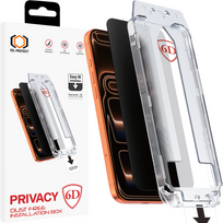 Tel Protect Dust-Free Easy Fit Privacy Full Glue 6D grūdintas stiklas skirtas Iphone 17 Pro juodas