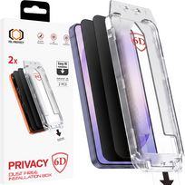 Tel Protect Dust-Free Easy Fit Privacy Full Glue 6D grūdintas stiklas skirtas Samsung Galaxy S25 Ultra juodas (su piršto atspaudo atrakinimu) - 2 vnt.