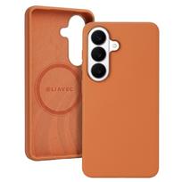 Liavec Silky dėklas su metaliniu kameros rėmeliu, skirtas Samsung Galaxy S26 Plus oranžinis