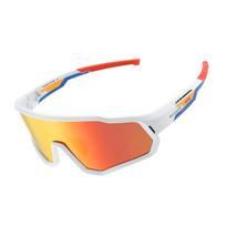 Rockbros SP383 Shining Warrior dviratininko akiniai - matinis baltas rėmelis, poliarizuoti raudoni lęšiai