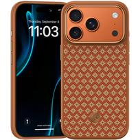 Benks Magnetic Armor Pro Armor Grid Kevlar dėklas su metaliniu rėmeliu 600D (C.K.FL.AP.GD.F069), skirtas Iphone 17 Pro, oranžinis