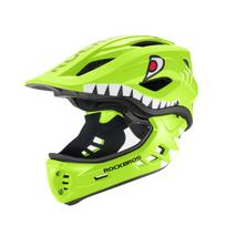 Rockbros TT-32004 Shark vaikiškas dviratininko šalmas su nuimama žandikaulio apsauga, M dydis (54-58) - žalias