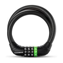 Rockbros 87632 dviračio spyna su kodu ir 115 cm plieniniu trosu – juoda
