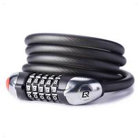Rockbros RKS531 dviračio spyna su 5 skaitmenų kodu, 120 cm plieniniu trosu ir LED apšvietimu – juoda