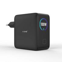 Kelioninis įkroviklis X-ONE ChargeGo GaN su LCD, 100W, 2x USB C – juodas
