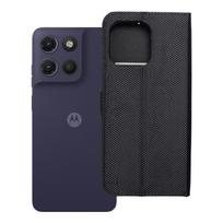 Atverčiamas 4Card RFID dėklas Motorola G17 su apsauga nuo vagysčių, iš technologinio audinio, juodas