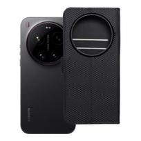 Atverčiamas 4Card RFID dėklas Xiaomi 17 ULTRA su apsauga nuo vagysčių, iš technologinio audinio, juodas