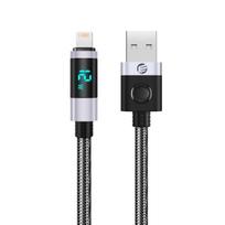 Orico LDA2L USB-A–Lightning, 12 W laidas su LED ekranu, 0,5 m – juodas su sidabro spalva