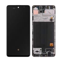 Ekranas Samsung A515 A51 su lietimui jautriu stikliuku ir rėmeliu originalus Black (service pack)