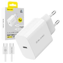 Blavec BC-14 GaN4 30 W USB-C PD/QC maitinimo adapteris su USB-C–USB-C laidu, 3 A, baltas