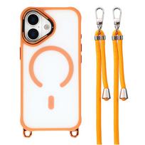 Hurtel dėklas su reguliuojamu dirželiu per petį ir „MagSafe“ kameros žiedo stovu, skirtas „iPhone 17“ – oranžinis