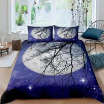 Deep Ocean Duvet CoverSeawater Bright Moon At Sea Starry Night Sky Galaxy Summer Hawaiian Holiday Comforter CoverBedding Set EU Single(135*200cm)3pcs