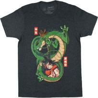 Dragon Ball Z Shirt Kid Goku and Shenron Dragon Graphic Print Crewneck Tee S juoda
