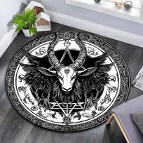 Baphomet Symbol Occult Artwork Round Area Rug,Carpet Rug for Living Room Bedroom Sofa Playroom Decor,Non-slip Floor Mat 80cmx80cm