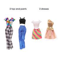 16 vnt. Kolekcija 30 cm lėlės drabužiai ir aksesuarai. Komplekte yra 4 madingos suknelės, 6 karūnos, 6 karoliai. Sukurta Barbie žaislams. Sukurta mergaitėms.