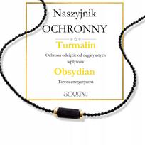 Necklace black tourmaline obsidian amulet choker natural stones