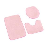 Bathroom Carpet Toilet Cushion Cover Microfiber Absorbent Non- Three-piece Set=U-shaped 40*0+cover 4*0+door 0*80 rožinė