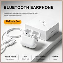 Portable Charging Case AirPods Pro 2 Wireless Earphones 30 Hours Playtime Noise Isolation Apple Bluetooth In-ear Headphones balta