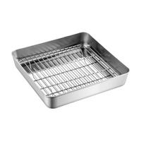 Heat-resistant Baking Tray Stainless Steel Air Fryer Grilling Rack  Air Fryer Accessories S-Square gray