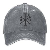 ChiRho Christian Christogram Baseball Cap Sunscreen Christmas Hat Sun Cap F For Unisex Womens gray