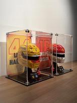 Lego Charles Leclerc (43014) and Lego Lewis Hamilton (43022) Helmet Display Cases