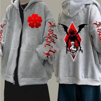 Harajuku stiliaus Juodojo dobilo Asta anime grafikos užtraukiamas džemperis su gobtuvu, vintažinis, oversized, ilgomis rankovėmis, vyriški, moteriški drabužiai L black