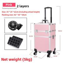 Large Capacity Cosmetic Case Trolley Portable Eyelash Nail Art and Tattoo Embroidery Toolbox Multi-layer Trolley Box Powder 2 layers