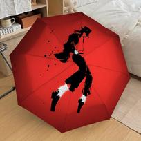 1pc Moonwalk Dance Michael Jackson Automatic Folding Umbrella, Portable Collapsible Design, Casual Outdoor Accessory L1202010 black