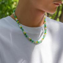 Salirco Bohemian Imitation Pearl Choker Necklace Fashion Colorful Acrylic Beaded Short Necklace Women's Trend Y2K Beach Jewelry žalia
