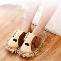 Slippers, mop, cleaning cloth, indoor slippers, living room slippers, floor supplies, microfiber Puppy Slippers Brown