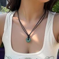 Ingemark Trendy Daily Hollow Glass Round Pendant Choker Necklace Women Creative Adjustable Rope Chain New Year Couple Jewelry