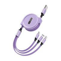 Data Cable Extendable Fast Charging Multi-function 3-in-1 8Pin/Micro USB/Type-C Mobile Phone Data Line Charge Cord for Home violetinė