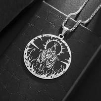 Retro Gothic Grim Reaper Pendant Necklace for Men Punk Hip Hop Halloween Jewelry Gift gray