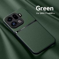 For OPPO Find X9 Pro Car Magnetic Phone Case For OPPO Find X9 Pro Leather Texture Silicone Protection Shockproof Phone Cover For OPPO Find X9 žalia