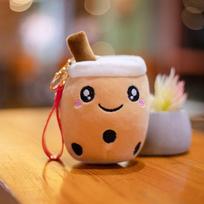 Adorable Bubble Tea Boba Cups Plush Key Chain Plush Toy Pendants Open ruda